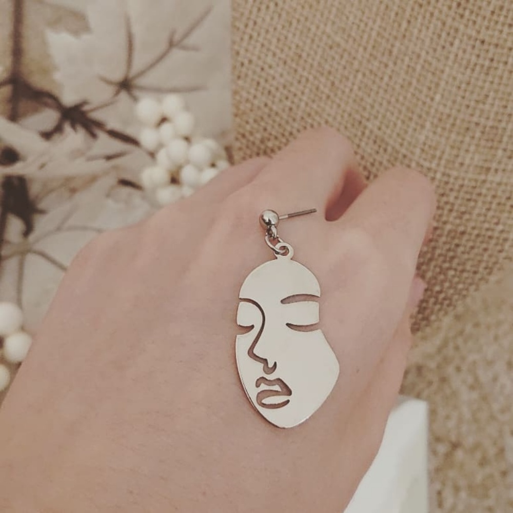 Art Portrait Face Feminist Drop Earring - Picture 3 of 6